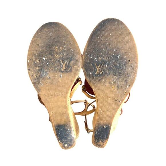 RARE LOUIS VUITTON SANDLAS TRUNK COLLECTION ESPADRILLE WEDGE SANDALS 8/38 - Picture 8 of 8